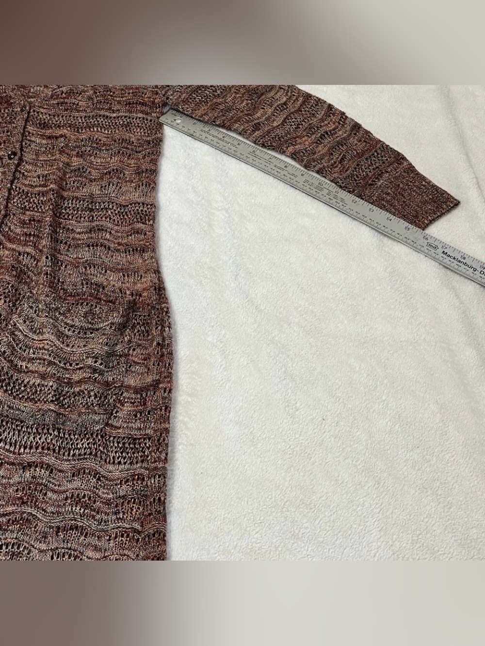 Monroe & Main Brown Women's Size S Open Knit Maxi Cardigan Duster Boho Earthy - Picture 6 of 11